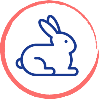 drawing of a rabbit inside of a red circle