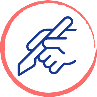 drawing of a surgery tool inside of a red circle