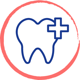 drawing of a tooth inside of a red circle