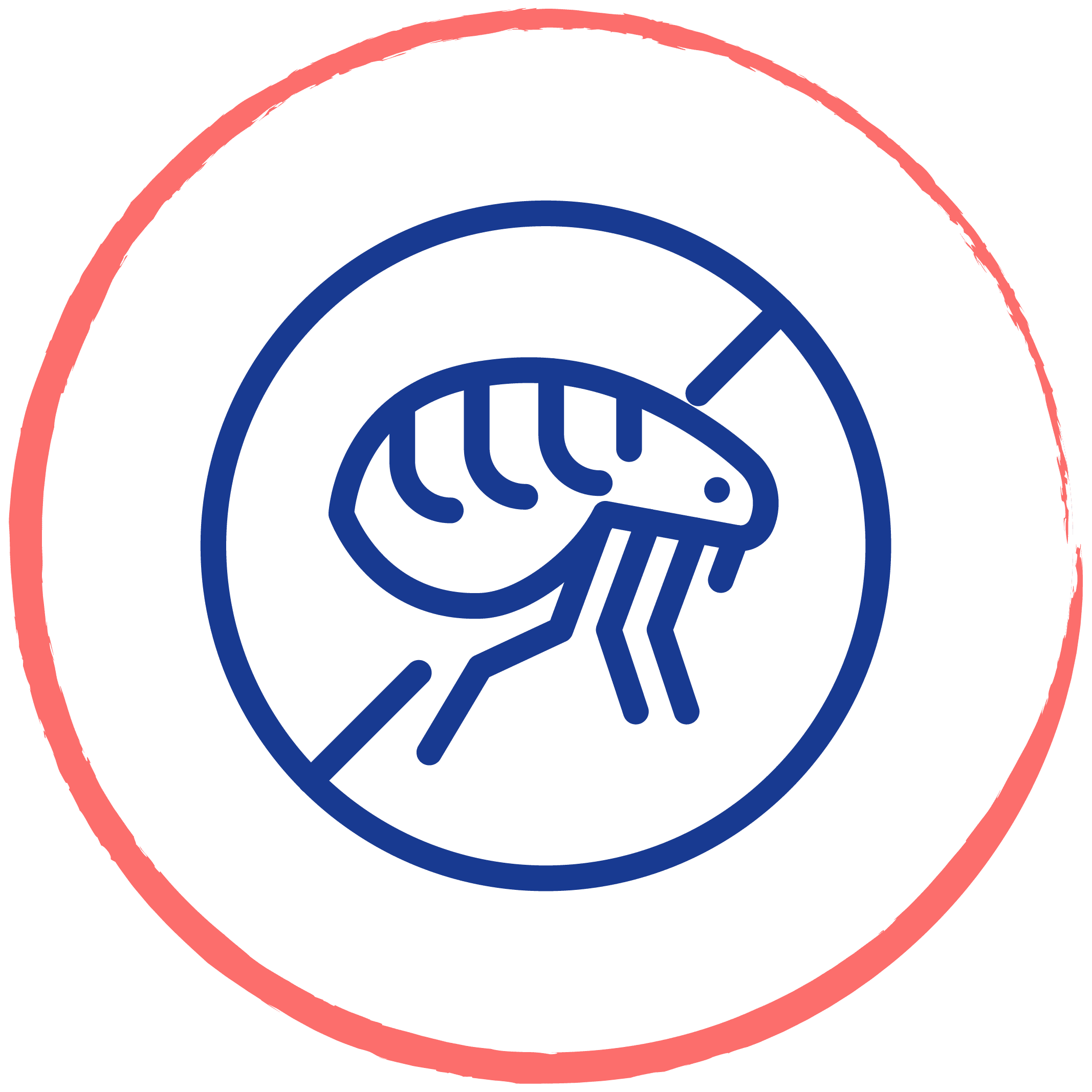 drawing of flea prevention inside of a red circle
