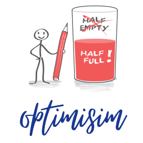 cartoon drawing of a glass half full for optimism