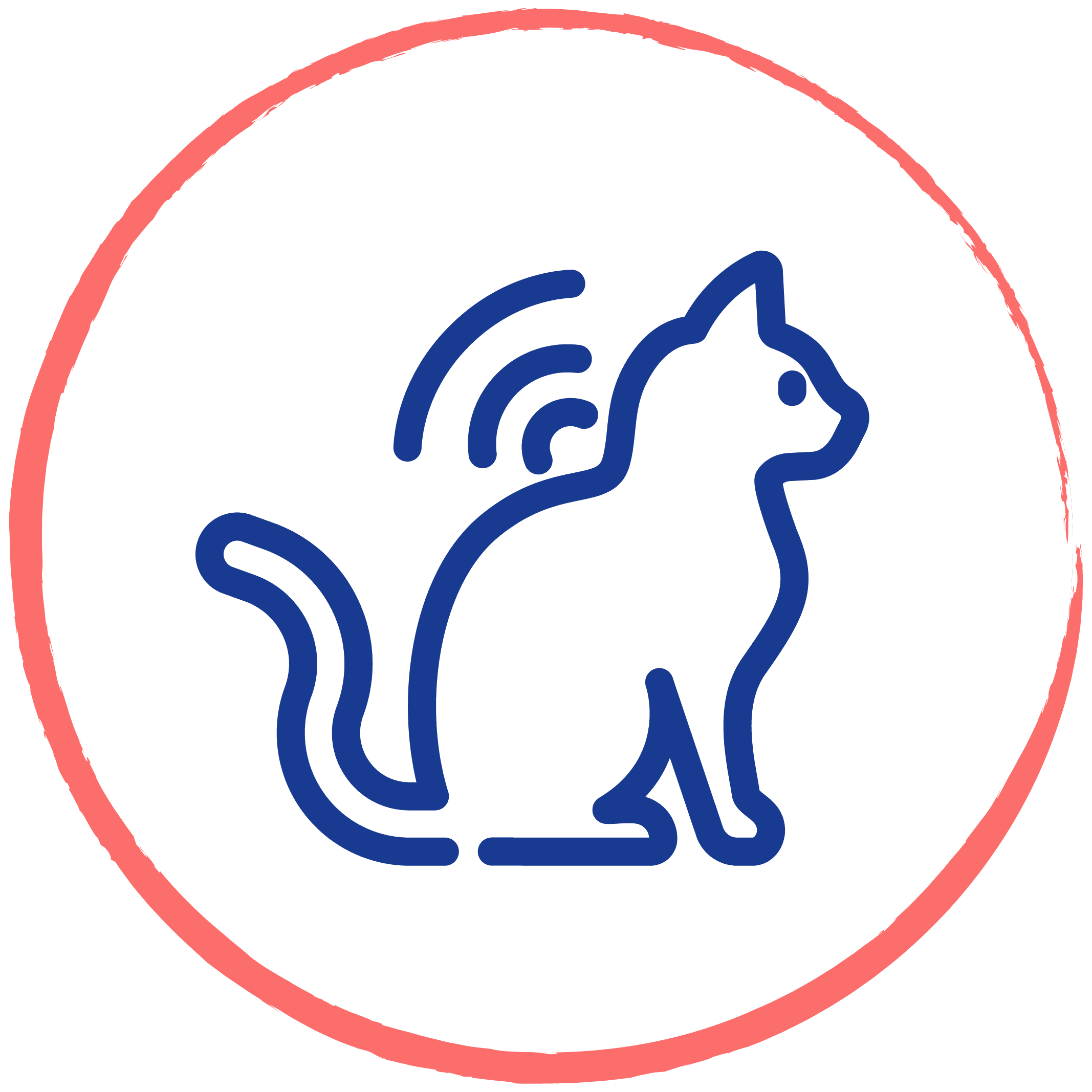 drawing of a cat inside of a red circle