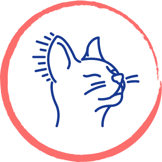 drawing of a cat inside of a red circle
