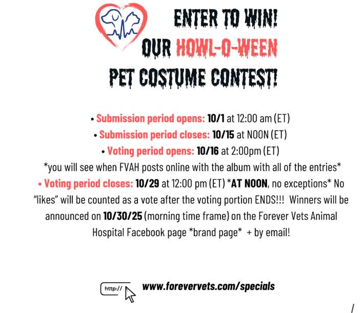 Forever Vets Howl O Ween Pet Costume Contest Flyer