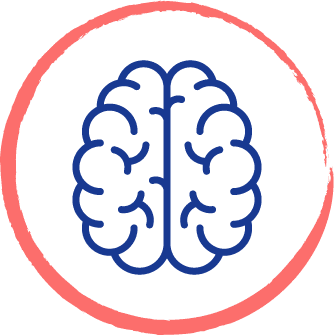 drawing of a brain inside of a red circle
