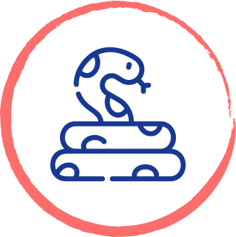 drawing of a snake inside of a red circle