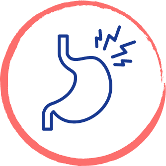 drawing of a stomach inside of a red circle
