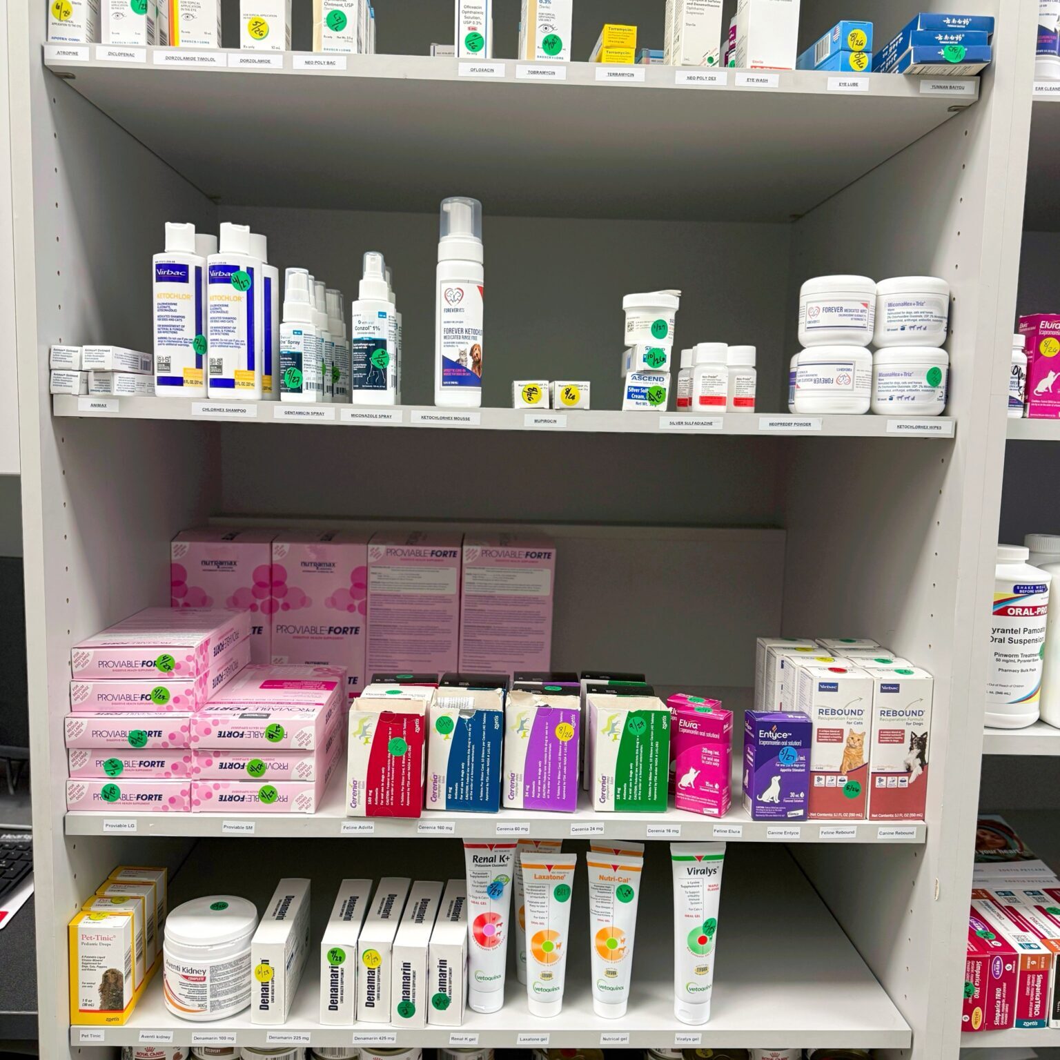 refill storage at a vet office