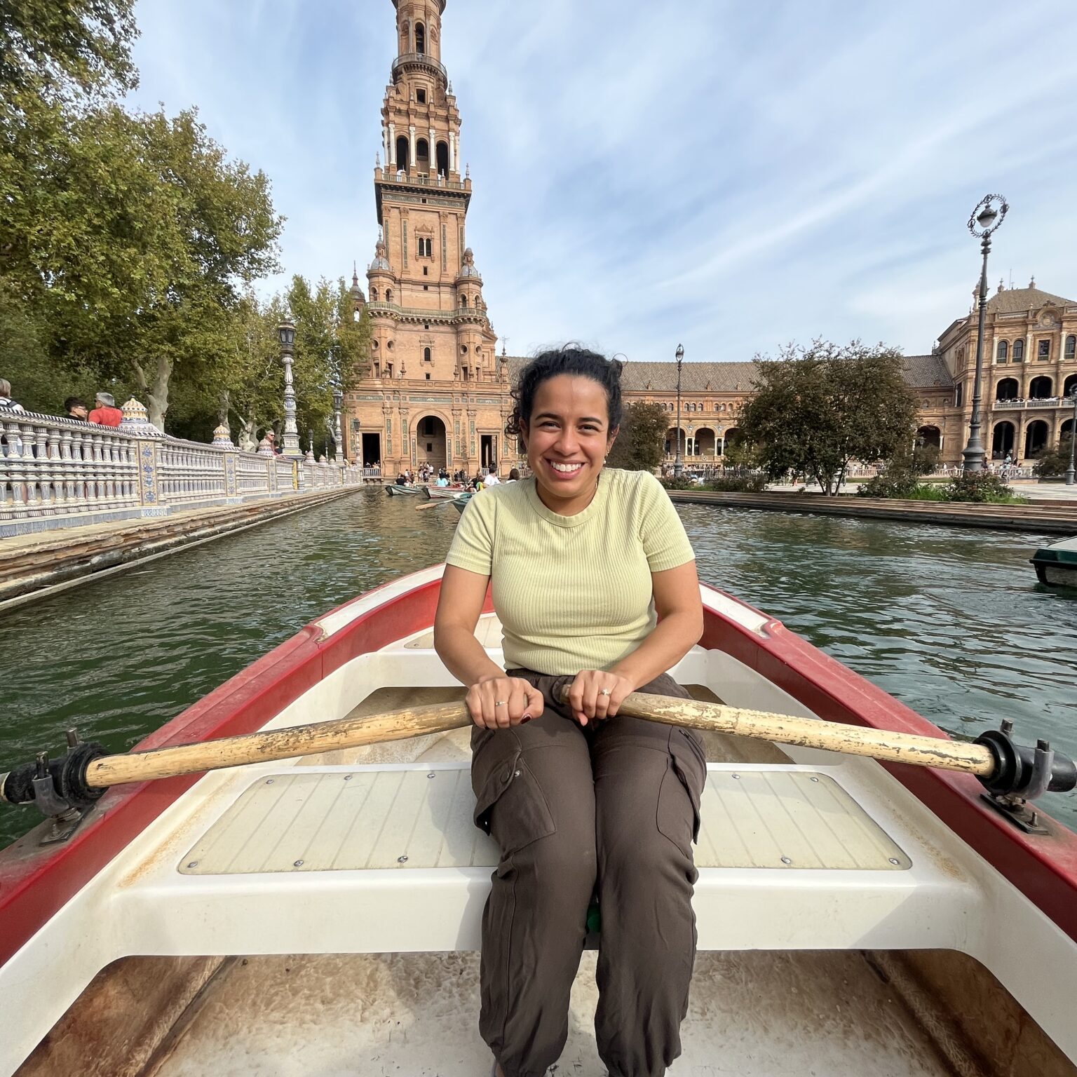 Dr Collazos rowing a boat