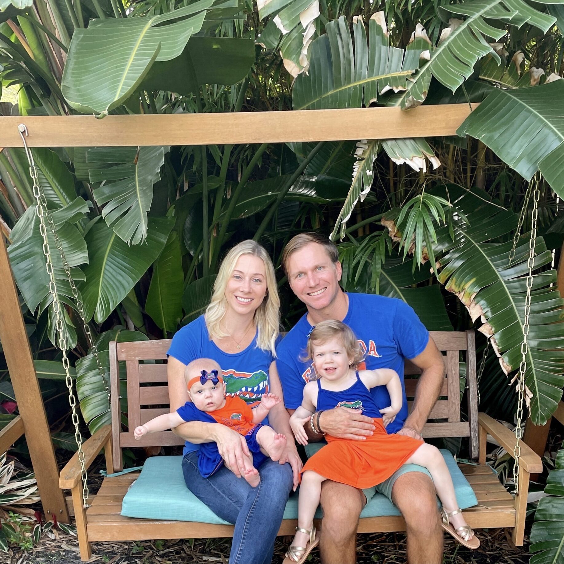 Dr Labinsky with family sitting on a bench