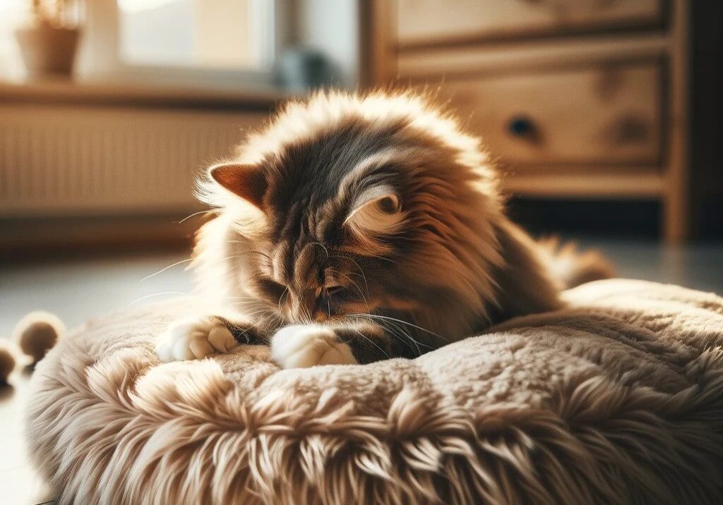cat sleeping in their pet bed